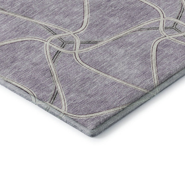 HomeRoots 5' X 8' Lavender and Ivory Geometric Area Rug – Stylish, Washable, UV-Protected for Modern Homes! 675380