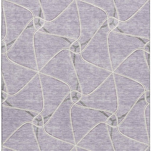 HomeRoots 5' X 8' Lavender and Ivory Geometric Area Rug – Stylish, Washable, UV-Protected for Modern Homes! 675380