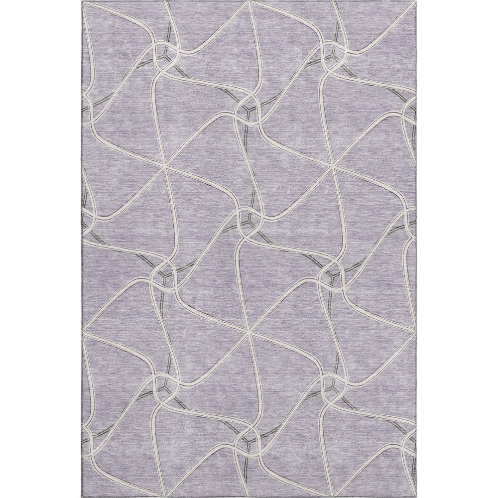 HomeRoots 9' X 12' Stylish Lavender And Ivory Geometric Area Rug - Washable, UV Protected, Perfect For Homes! 675383