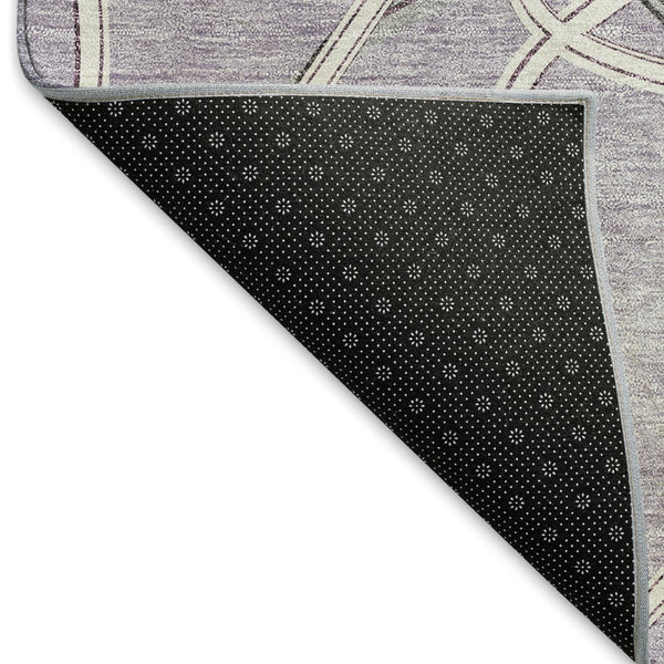HomeRoots 9' X 12' Stylish Lavender And Ivory Geometric Area Rug - Washable, UV Protected, Perfect For Homes! 675383