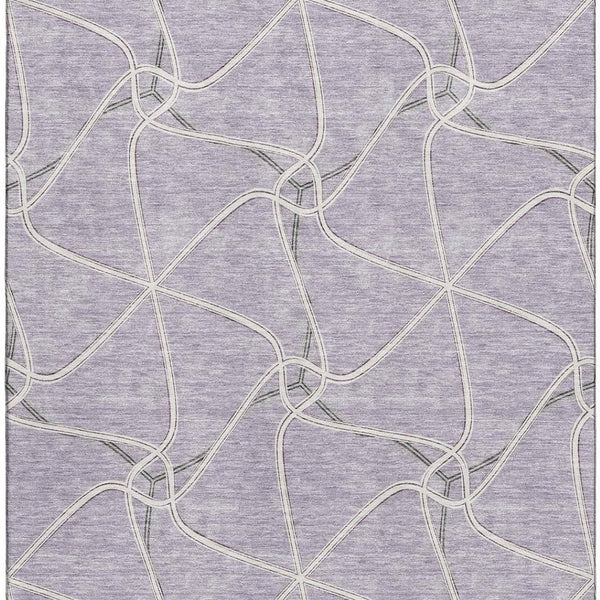 HomeRoots 9' X 12' Stylish Lavender And Ivory Geometric Area Rug - Washable, UV Protected, Perfect For Homes! 675383
