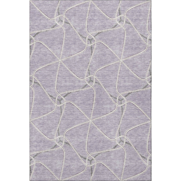 HomeRoots 9' X 12' Stylish Lavender And Ivory Geometric Area Rug - Washable, UV Protected, Perfect For Homes! 675383