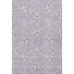 HomeRoots 10' X 14' Stylish Lavender and Ivory Geometric Washable Area Rug - UV Protected, Easy Care, Durable Design 675384