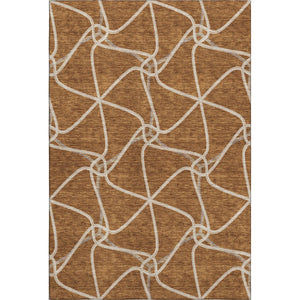 HomeRoots 5' X 8' Stylish Rust and Ivory Geometric Washable Area Rug with UV Protection for Busy Homes 675386