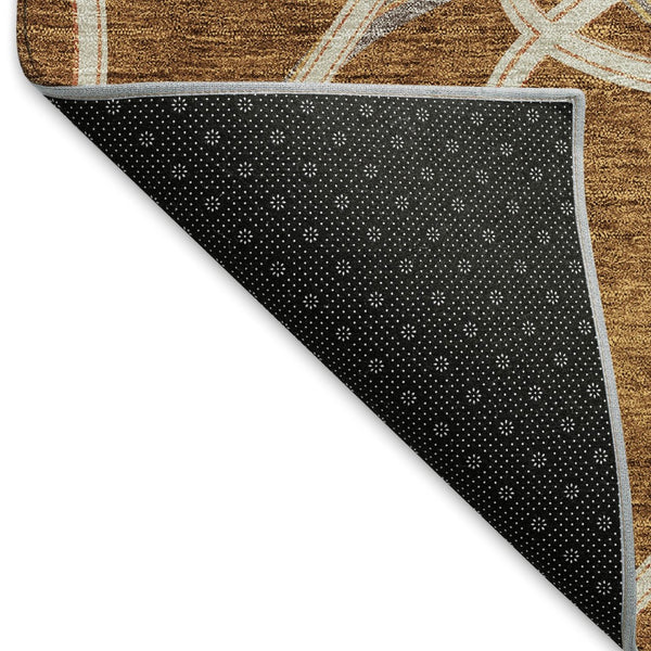 HomeRoots 5' X 8' Stylish Rust and Ivory Geometric Washable Area Rug with UV Protection for Busy Homes 675386
