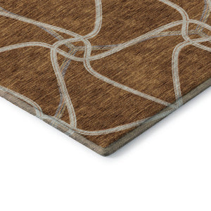 HomeRoots 5' X 8' Stylish Rust and Ivory Geometric Washable Area Rug with UV Protection for Busy Homes 675386