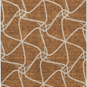 HomeRoots 5' X 8' Stylish Rust and Ivory Geometric Washable Area Rug with UV Protection for Busy Homes 675386