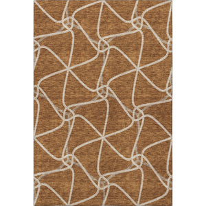 HomeRoots 5' X 8' Stylish Rust and Ivory Geometric Washable Area Rug with UV Protection for Busy Homes 675386