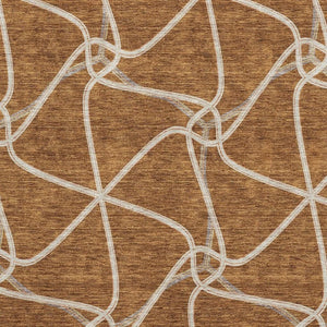 HomeRoots 8' X 10' Washable Rust and Ivory Geometric Area Rug - UV Protected, Stain-Resistant, Stylish Comfort 675388
