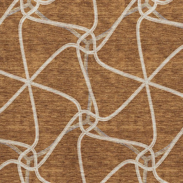 HomeRoots 9' X 12' Contemporary Rust and Ivory Geometric Area Rug - Washable, UV-Protected, Pet-Friendly Design 675389