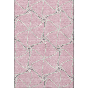 HomeRoots 5' X 8' Pink Ivory Gray Geometric Area Rug - Washable, UV Protected, Durable for High Traffic Homes 675392