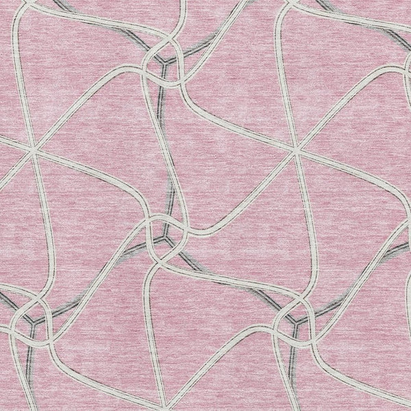 HomeRoots 8' X 10' Modern Pink, Ivory & Gray Geometric Washable Area Rug with UV Protection for Any Space 675394