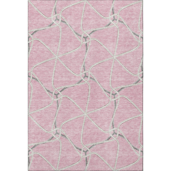 HomeRoots 10' X 14' Geometric Washable Area Rug in Pink, Ivory & Gray - UV Protected, Durable & Stylish Design 675396