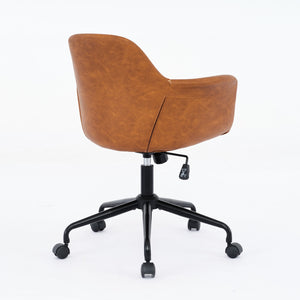 English Elm Mid-Century Minimalist Office Chair with Recline, Adjustable Ergonomic Support and Wide Stable Base Brown W1143P173517