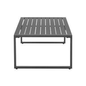 English Elm Sunnyside Outdoor 5-Piece Conversation Set Seats 6 with Waterproof Cushions, UV-Resistant Steel Frame and Slatted Coffee Table White B365S00105