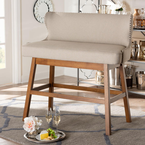 Baxton Studio Baxton Studio Light Beige Upholstered Bar Bench - Modern Button-Tufted Design for Cozy Dining Spaces BBT5218-Beige Bench