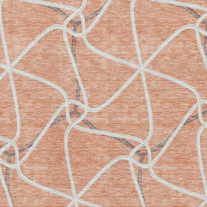 HomeRoots 8' X 10' Salmon Ivory Gray Geometric Area Rug - Washable, UV Protected, Stain Resistant, Stylish Comfort 675400