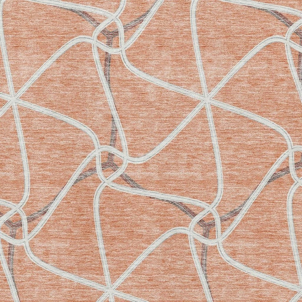 HomeRoots 8' X 10' Salmon Ivory Gray Geometric Area Rug - Washable, UV Protected, Stain Resistant, Stylish Comfort 675400