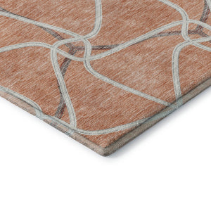 HomeRoots 9' X 12' Salmon, Ivory & Gray Geometric Washable Area Rug - Durable, UV-Protected & Easy Care! 675401