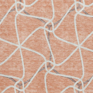 HomeRoots 9' X 12' Salmon, Ivory & Gray Geometric Washable Area Rug - Durable, UV-Protected & Easy Care! 675401