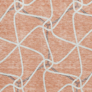 HomeRoots 10' Salmon Ivory & Gray Geometric Washable Area Rug - UV Protection, Stain Resistant & Easy Care! 675402