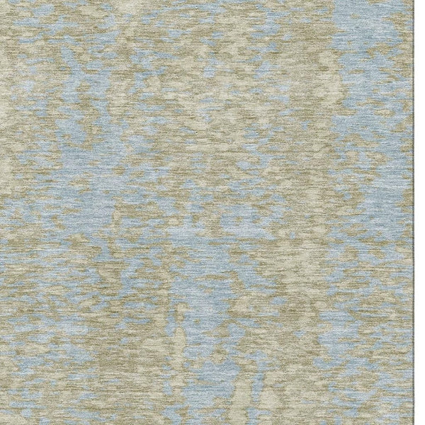 HomeRoots 5' X 8' Beige and Blue Abstract Washable Area Rug – Durable, Stylish, UV-Protected for Homes with Kids 675410