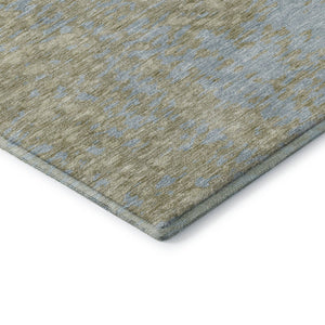 HomeRoots 8' Beige and Blue Abstract Washable Round Rug – Stylish, Durable, UV-Protected for Modern Spaces 675411