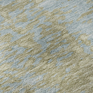 HomeRoots 8' Beige and Blue Abstract Washable Round Rug – Stylish, Durable, UV-Protected for Modern Spaces 675411
