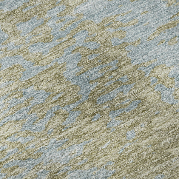 HomeRoots 8' Beige and Blue Abstract Washable Round Rug – Stylish, Durable, UV-Protected for Modern Spaces 675411