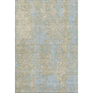 HomeRoots 8' X 10' Abstract Beige and Blue Area Rug - Washable, UV-Protected, Stain-Resistant, Durable Design 675412