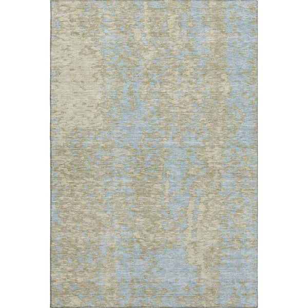 HomeRoots 8' X 10' Abstract Beige and Blue Area Rug - Washable, UV-Protected, Stain-Resistant, Durable Design 675412