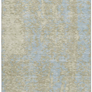 HomeRoots 8' X 10' Abstract Beige and Blue Area Rug - Washable, UV-Protected, Stain-Resistant, Durable Design 675412