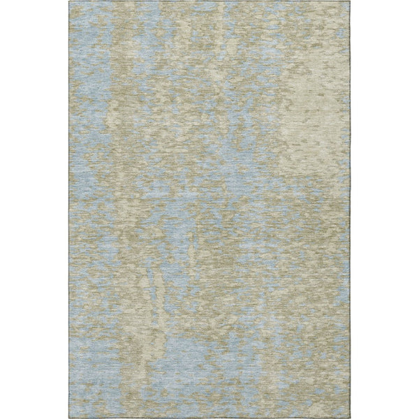 HomeRoots 8' X 10' Abstract Beige and Blue Area Rug - Washable, UV-Protected, Stain-Resistant, Durable Design 675412