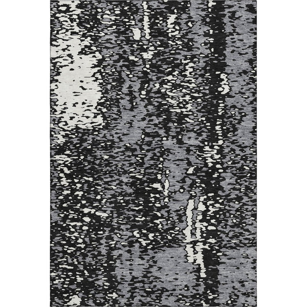 HomeRoots 5' X 8' Abstract Washable Area Rug in Black, Gray & Ivory - UV Protected, Durable & Stylish Design 675416