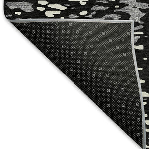 HomeRoots 5' X 8' Abstract Washable Area Rug in Black, Gray & Ivory - UV Protected, Durable & Stylish Design 675416