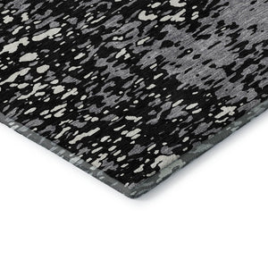 HomeRoots 5' X 8' Abstract Washable Area Rug in Black, Gray & Ivory - UV Protected, Durable & Stylish Design 675416