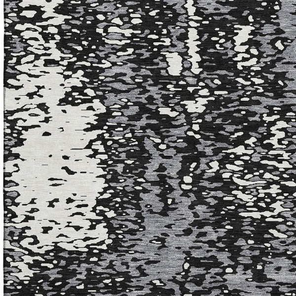 HomeRoots 5' X 8' Abstract Washable Area Rug in Black, Gray & Ivory - UV Protected, Durable & Stylish Design 675416