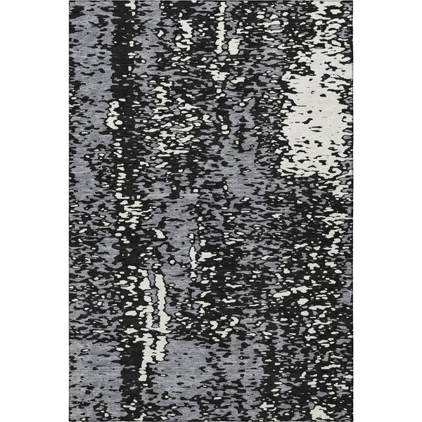 HomeRoots 5' X 8' Abstract Washable Area Rug in Black, Gray & Ivory - UV Protected, Durable & Stylish Design 675416