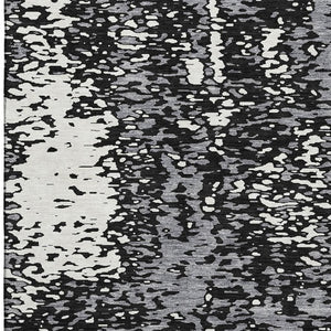 HomeRoots 10' X 14' Washable Black Gray Ivory Area Rug - Modern Abstract Design with UV Protection & Durability 675420