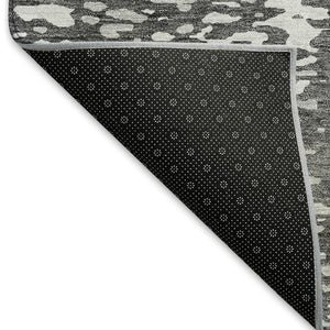 HomeRoots 5' X 8' Charcoal Gray & Silver Abstract Area Rug - Washable, UV-Protected, Perfect for Busy Homes! 675422