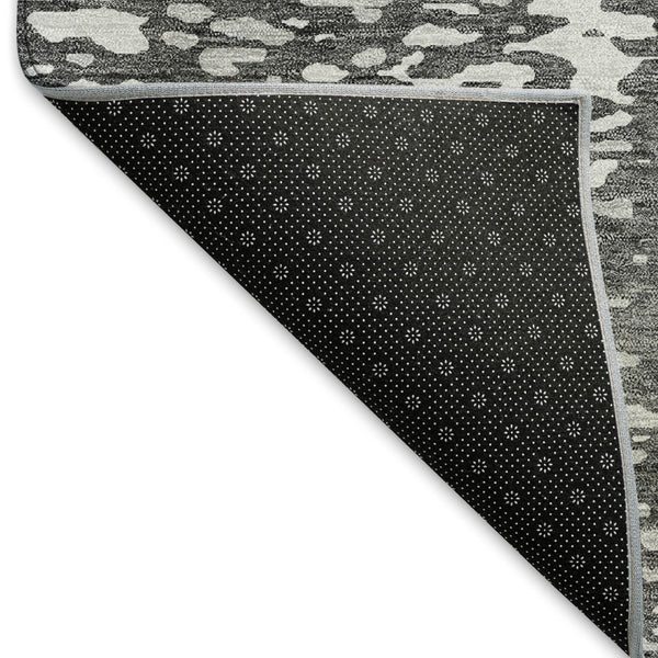HomeRoots 5' X 8' Charcoal Gray & Silver Abstract Area Rug - Washable, UV-Protected, Perfect for Busy Homes! 675422