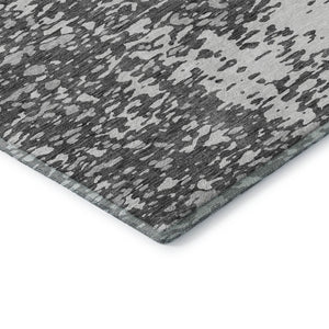 HomeRoots 5' X 8' Charcoal Gray & Silver Abstract Area Rug - Washable, UV-Protected, Perfect for Busy Homes! 675422