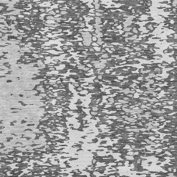 HomeRoots 9' X 12' Charcoal Gray & Silver Abstract Area Rug - Stylish, Washable, UV Protected for Modern Homes 675425