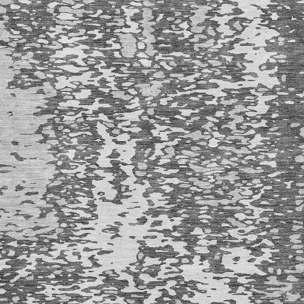 HomeRoots 10' Charcoal Gray and Silver Abstract Washable Area Rug - Stylish, Durable, UV-Protected Design! 675426
