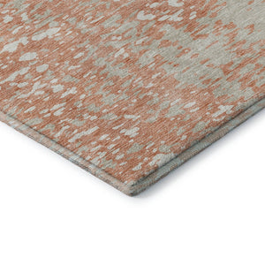 HomeRoots 8' Coral Taupe Ivory Round Rug - Modern Abstract Design, Washable, UV Protection, Pet-Friendly Decor 675429