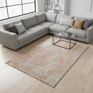 HomeRoots 9' X 12' Coral Taupe Abstract Area Rug – Washable, UV-Protected, Stylish & Durable for Modern Homes 675431