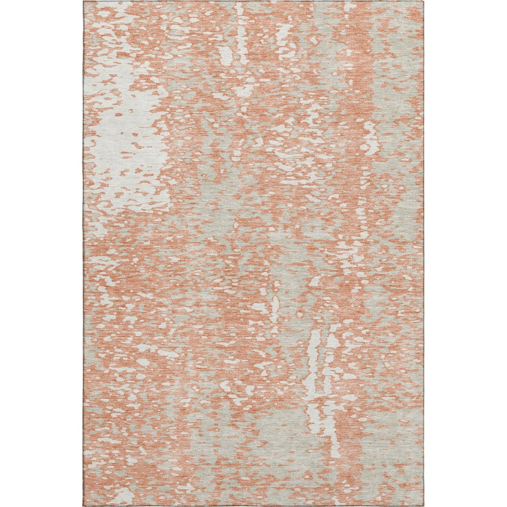 HomeRoots 10' X 14' Coral Taupe & Ivory Abstract Washable Area Rug - UV Protected, Stain Resistant & Durable 675432