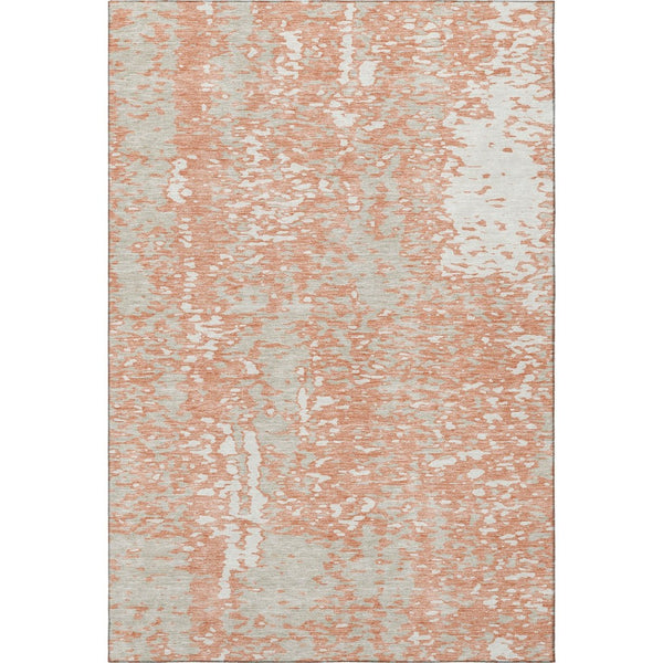 HomeRoots 10' X 14' Coral Taupe & Ivory Abstract Washable Area Rug - UV Protected, Stain Resistant & Durable 675432