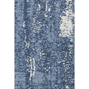 HomeRoots 5' Denim Blue & Ivory Abstract Washable Area Rug - Durable, UV-Protected, Ideal for Busy Homes 675434