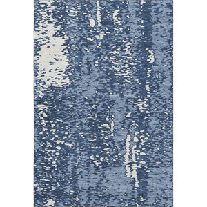 HomeRoots 8' X 10' Denim Blue & Ivory Abstract Area Rug - Washable, UV Protected, Perfect for High-Traffic Spaces 675436